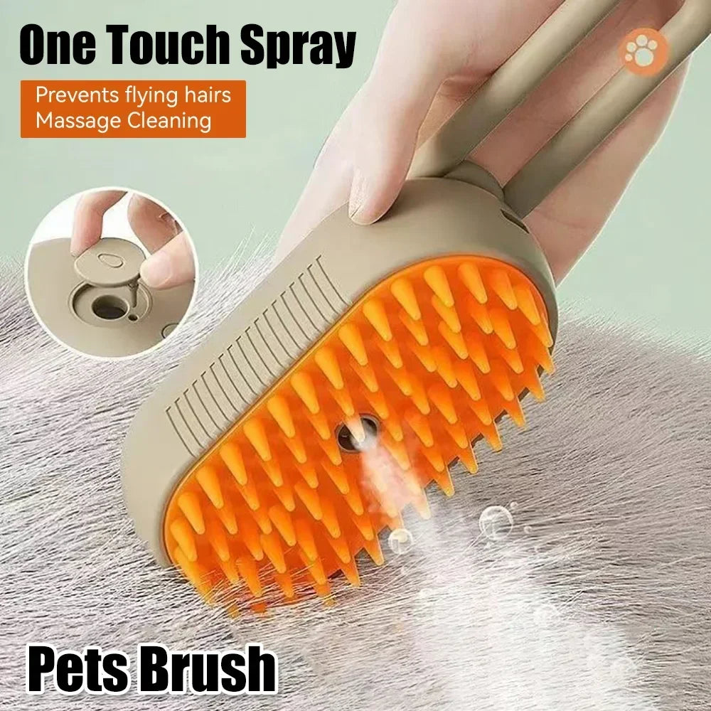 3-in-1 Steamy Silicone Massage Grooming Brush for Cats and Dogs
