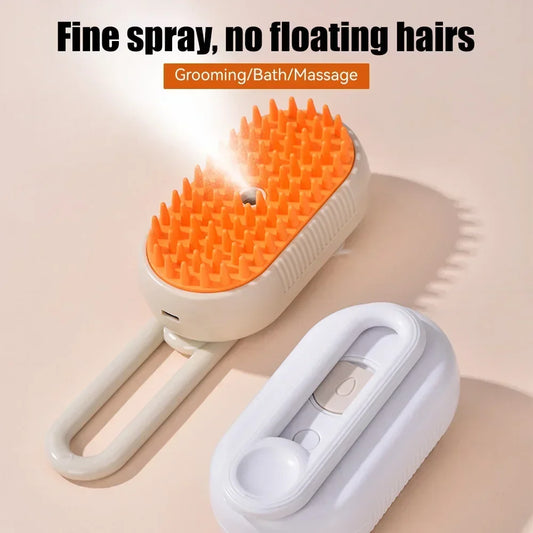 3-in-1 Steamy Silicone Massage Grooming Brush for Cats and Dogs