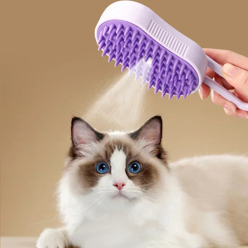 3-in-1 Steamy Silicone Massage Grooming Brush for Cats and Dogs