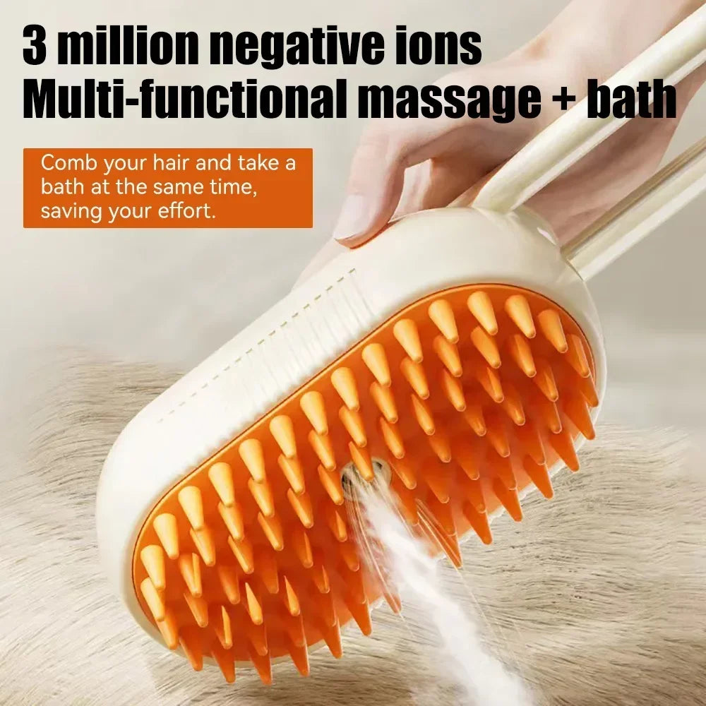 3-in-1 Steamy Silicone Massage Grooming Brush for Cats and Dogs